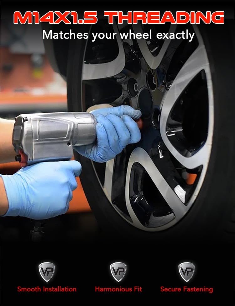 Set of 20 Veritek 14x1.5mm Gloss Black 7/8 22mm Hex Duplex Acorn OEM Style 1.46 Inch Lug Nuts for Factory Wheels