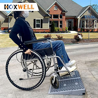 HOXWELL Modular Threshold Ramps for Doorways, 3" Rise Wheelchairs Ramps for Home, Solid Upgrade Material 3000 Lbs Load Capacity Door Ramps for Wheelchairs and Cars (2 PCS) - size: 3''-2 Packs