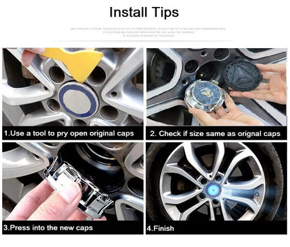 Floating Auto Light Wheel Caps Compatible with BMW Vehicles, Retrofit Wheel caps to fit OEM Wheels-4pcs (“Stock”, 68mm) - size: 68mm, style: “Stock”