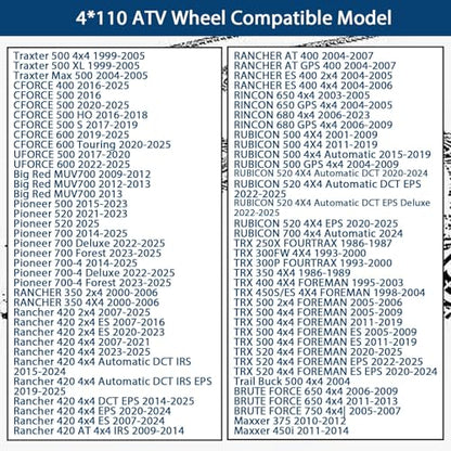 GarveeLife 2PCS 25x8-12 ATV UTV Tire with 12 Inch 4 Lug Steel Wheel Rim