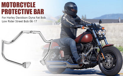 Front Engine Guard Crash Bar for Harley Dyna Low Rider Fat Bob - color: Chrome