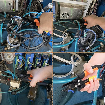 PLATATO Push to Connect Fittings Air Line Disconnect Tool Kit Push Fitting Removal Tool for 1/4”, 5/16”, 3/8”, 1/2” (6mm, 8mm,10mm,12mm) Quick Connect Release Pliers with 15 Pcs Pneumatic Fittings