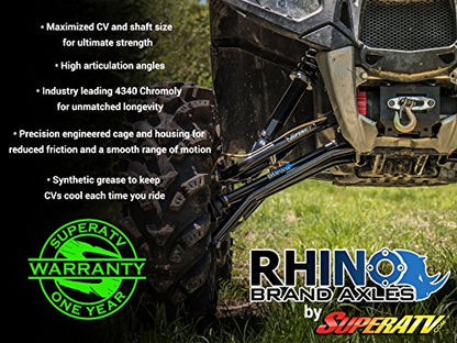 SuperATV Heavy Duty Rhino Brand Front Axle for Polaris RZR XP 900/900 4 (2011-2014) - Stock Length FRONT Axle - Upgrade From Your OEM Axle - size: Front