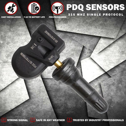 Wheel Accessories Parts PDQ TPMS 315 MHZ Tire Pressure Sensor 4 Pack Rubber Stem For Toyota Lexus Scion Equivilant to: Direct Replacement OE Part # , OEM: 42607-0C091 | 42607-0C101 - color: Rubber