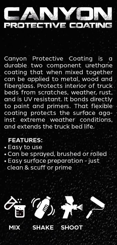 Canyon Black 1 Gallon Epoxy Spray-On Truck Bed Liner Kit w/Spray gun, Sprayable and Brushable - Easy to mix 3:1 - Mix, Shake and Apply