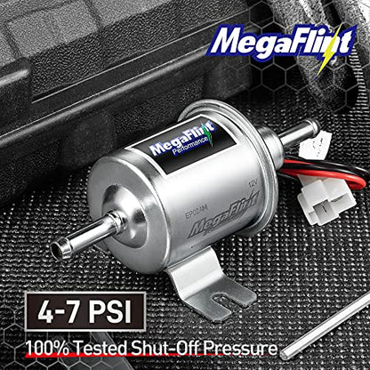Electric Fuel Pump - Inline Fuel Pump 12V, Universal Low Pressure 4-7 PSI Transfer Pump for Carburetor Gasoline and Diesel HEP-02A - size: 4-7 PSI