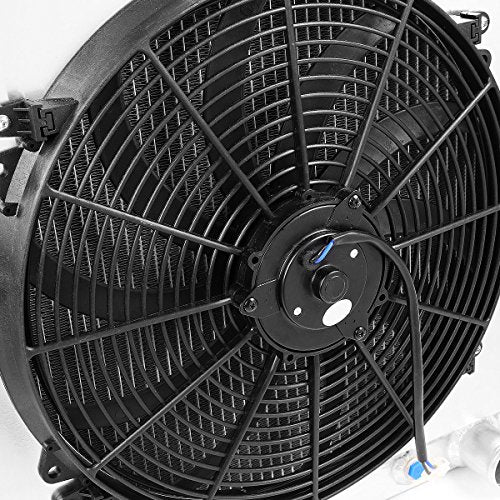 DNA Motoring RA+FS-CHARGER70-3 Tri Core 3-Row Aluminum Radiator w/Fan Shroud Compatible with 70-71 Challenger / 70-72 Charger / 72-73 Roadrunner 5.2L V8 - style: 70-71 Dodge Challenger 5.2L V8