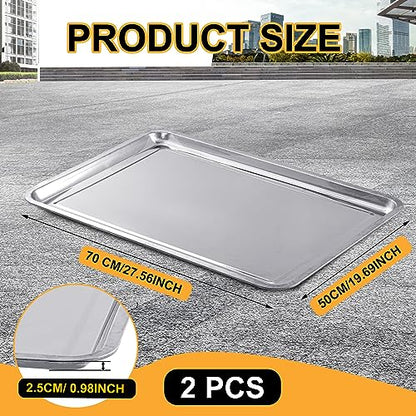 2 Pcs Stainless Steel Oil Drip Pan for Under Car 27.6 x 19.7 Inch - size: 27.56 x 19.69 Inch