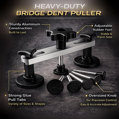 139PCS Dent Puller Kit, Paintless Dent Removal Kit, Car Dent Repair Kit with Metal Dent Lifter, Bridge Puller, T-Slide Hammer, Professional PDR Tools for dents, dings, creases and Hail Damage