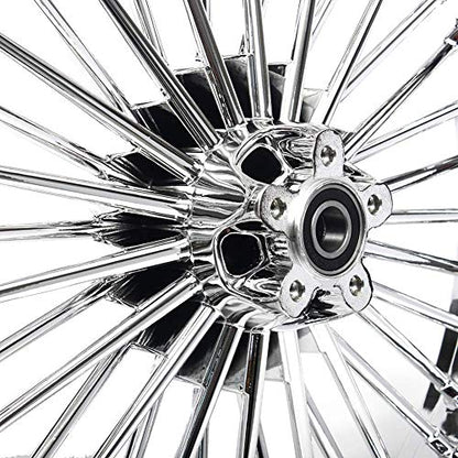 TOFR 21x3.5 18x3.5 Chrome Fat Spoke Wheels For Harley Touring Baggers 84-08 - color: Chrome, size: Front:21x3.5 Rear:18x3.5