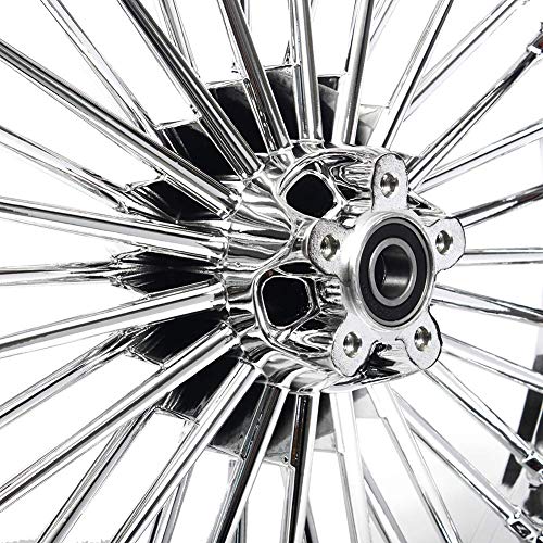 TOFR 21x3.5 16x3.5 Chrome Fat Spoke Wheels For Harley Touring Baggers 84-08 - color: Chrome, size: Front:21x3.5 Rear:16x3.5