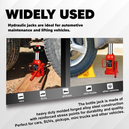 Hydraulic Bottle Jack with Carrying Case, 12 Ton (26,455 lb) Capacity 7.9-16.2 inch Lifting Range, Muti-Directional Welded Bottle Car Jack for Car, Truck, RV, Pickup Truck, Auto Repair - size: 12 Ton