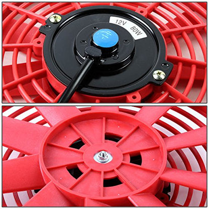 Auto Dynasty 10" Universal 12V Electric Radiator Cooling Fan Kit, Red - color: Red, size: 10 Inch Diameter