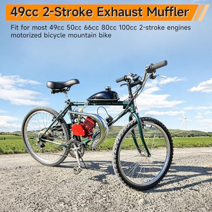 FVRITO Chrome Expansion Chamber Exhaust Pipe for 49cc 50cc 2-Stroke Engines - color: New-Silver
