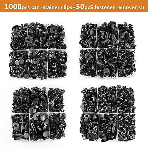 Car Clips Bumper Clips Shield Retainer Clips Plastic Rivets 1050PCS Automotive Push Pins Assortment Xmas Tree Fasteners Kit Most Common Sizes Auto Body with Removers for Ford Honda Chrysler GM - size: 1050PCS