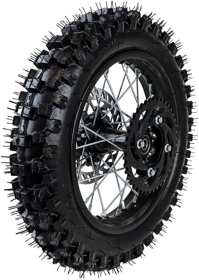 12" Rear Wheel 80/100-12 Tire Assembly For Dirt Pit Bike 125cc 140cc 150cc Apollo SSR XR CRF TaoTao Includes Brake Rotor and 428 Sprocket (12 with Components) - size: 12 with Components