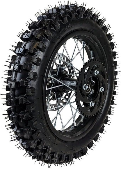 12" Rear Wheel 80/100-12 Tire Assembly For Dirt Pit Bike 125cc 140cc 150cc Apollo SSR XR CRF TaoTao Includes Brake Rotor and 428 Sprocket (12 with Components) - size: 12 with Components