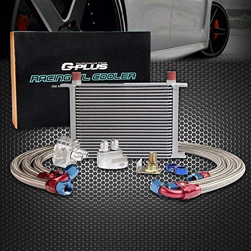 25 Row AN10-10AN Universal Aluminum Engine Transmission Oil Cooler Kit + Oil Filter Relocation Kit Silver - color: Silver, size: Separation Style