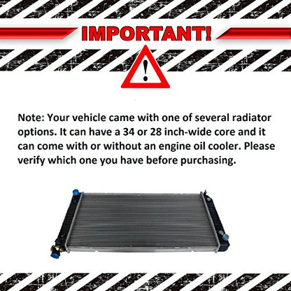 TRQ Radiator 34 Inch Core with Engine Oil Cooler - style: RDA82611