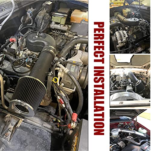 3.5-Inch Cold Air Intake Kit with Filter 1988-1995 Compatible for Chevrolet GMC C/K/R/V C1500 C2500 C3500 K1500 K2500 K3500 for Suburban 1500 2500 4.3L V6 5.0L 5.7L V8 (Black Tube & Black FIlter) - style: Black Tube & Black FIlter