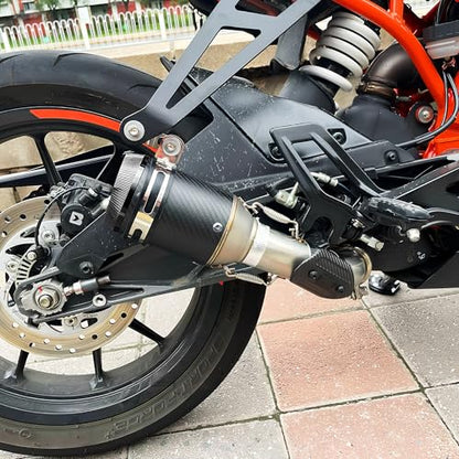 Motorcycle Exhaust, Slip-on Motorcycle Muffler, Carbon Fiber Slip on Exhaust Muffler, Fit for Z900 GSXR750 CBR650 and more, with Complete Accessories, Black