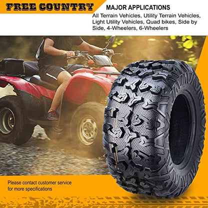 Free Country ATV Tires 25X10R12 8PR Radial w/SideScuff Guard 10343, Set 2 - size: 25x10R12