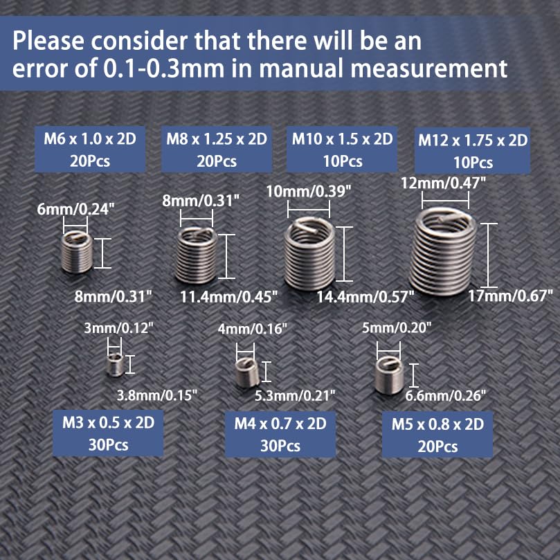 140 Pcs Wire Thread Inserts Kit, Metric Helical Type Coiled Wire - style: 140pcs