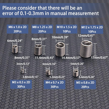 140 Pcs Wire Thread Inserts Kit, Metric Helical Type Coiled Wire - style: 140pcs