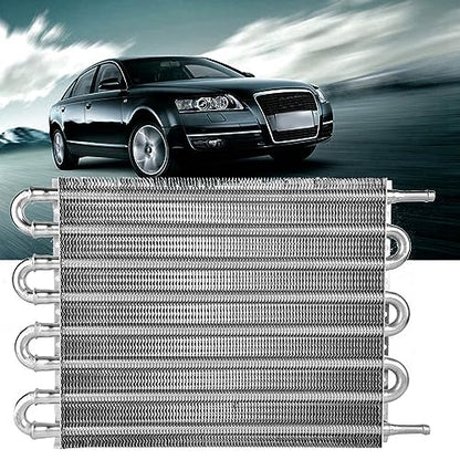 Car 8 Row Remote Transmission Oil Cooler Kit, AutoManual Radiator Converter, Aluminum Alloy Material, Reduce Coolant Temperature, Excellent Cooling Effect, Extend Engine Life,