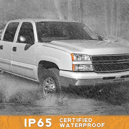 WEELMOTO Headlights for 03-07 Chevy Silverado1500/2500/3500/1500HD/2500HD - color: Clear Lens l Chrome Housing l Amber Reflector
