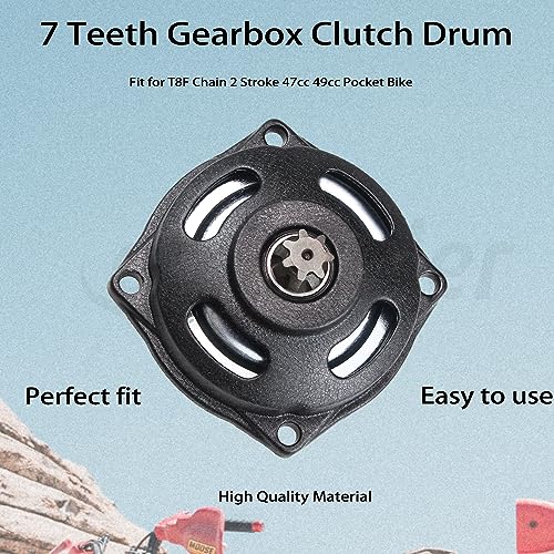 Motorcycle 7 Teeth Gearbox Clutch Drum Aftermarket Replacement Parts Fit for T8F Chain 2 Stroke 47cc 49cc Pocket Bike.