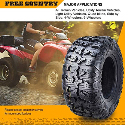 Free Country Set of 2 Premium ATV/UTV Tires 25x10-12 / 8PR with Side Scuff Guard - size: 25X10-12