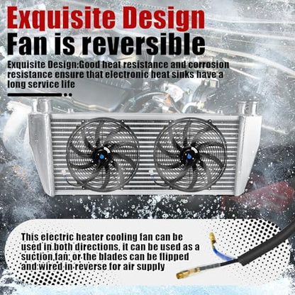 16" Universal Electric Radiator Fan Push Pull Slim Fan High Performance Cooling Fan 80W 12V Mount Kit 2PCS - size: 16 inch- 2PCS