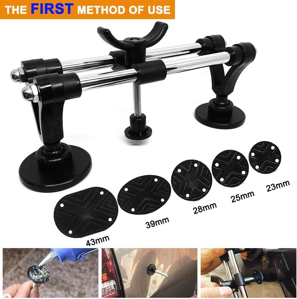 Manelord 25PCS Dent Puller - Car Dent Repair Kit, Dent Removal Kit with Double Pole Bridge Dent Puller for Auto Dent Removal, Door Dings and Car Hail Damage