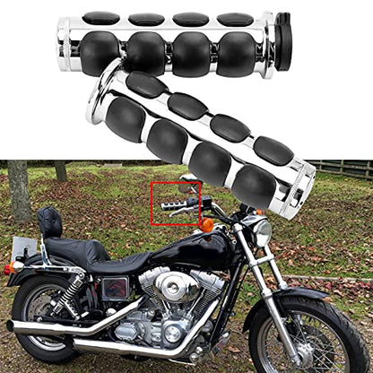 Pair of 1" Dual Chrome Motorcycle Bar End Hand Grips Handlebar Compatible with Cruisers Harley Yamaha Suzuki - color: Chrome#1