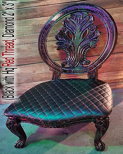 Vinyl Quilted Foam Fabric with 3/8" Foam Backing Upholstery / 52" Wide/Sold by The Yard/FABRIC EMPIRE (Marine Grade Black, Big Diamond 4" x 6") - color: Marine Grade Black, size: Big Diamond 4" x 6"