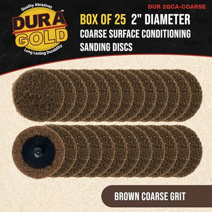Dura-Gold 2" Diameter Surface Conditioning Discs Brown Coarse Sanding Grit - style: Coarse