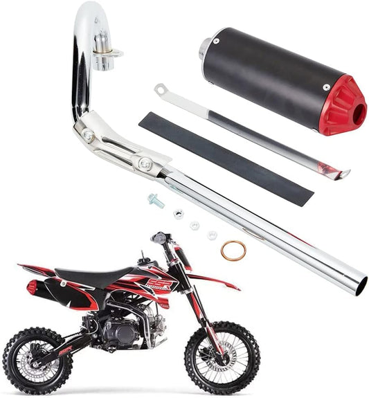 28mm High Performance Exhaust Muffler Silencer Pipe Assembly kit Dirt Bike Motocross CRF50 SSR - color: Red