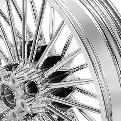 TOFR 18x3.5 18x3.5 Chrome Fat Spoke Wheels For Harley Touring Baggers 84-08 - color: Chrome, size: Front:18x3.5 Rear:18x3.5