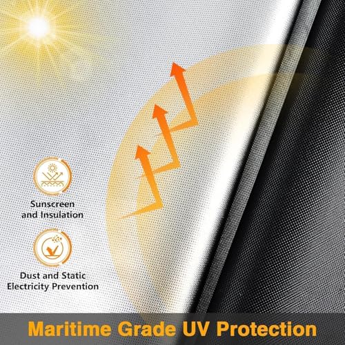 EVRBUL Universal All Season Motorcycle Cover Heavy Duty 420D Outdoor Motorbicycle Sun Cover Protection Moped Cover with Lock-Holes Night Reflective & Storage Bag Fits up to 96.5" Motorbike Vehicle