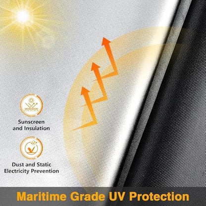 EVRBUL Universal All Season Motorcycle Cover Heavy Duty 420D Outdoor Motorbicycle Sun Cover Protection Moped Cover with Lock-Holes Night Reflective & Storage Bag Fits up to 96.5" Motorbike Vehicle