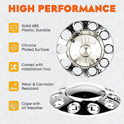 Youxmoto Front Axle Wheel Cover Standart Hubcap 33mm for Semi Truck, Chrome Plated ABS Plastic, Universal Fit, 2 Pack - color: Dome Cover: 2 Front