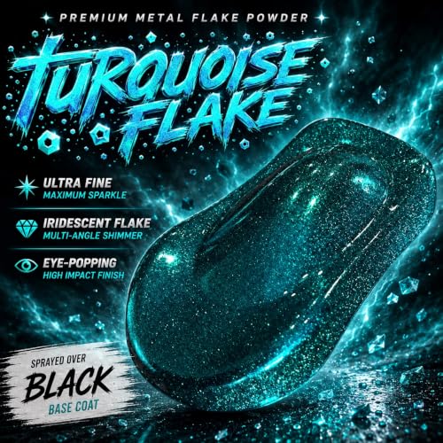 LiME LiNE Sprayable Metal Flake Paint Additive: Solvent Resistant Glitter for Automotive Custom Painting (Turquoise) - color: Turquoise
