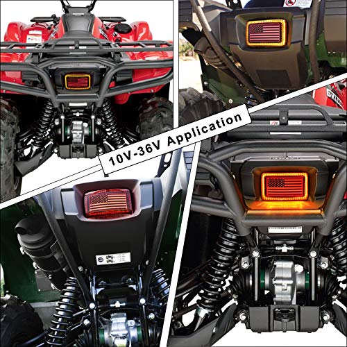 MOVOTOR ATV LED Tail Light with US Flag Design for Yamaha Grizzly Big Bear - color: flag yellow DRL