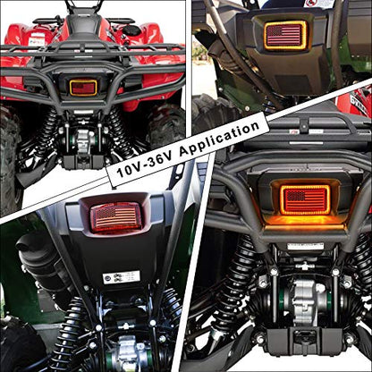MOVOTOR ATV LED Tail Light with US Flag Design for Yamaha Grizzly Big Bear - color: flag yellow DRL