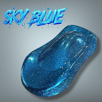 LiME LiNE Metal Flake Midcoat Automotive Grade Sparkle Spray Paint - No Equipment Needed - Finish with 2K Clearcoat (Sky Blue, 1. Spray Paint Only) - color: Sky Blue