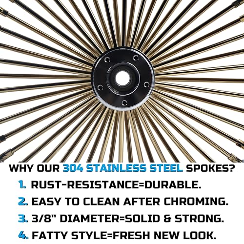 FatFlex Front Wheel for Harley Softail Slim Fat Boy 21” x 3.5” Gold - color: 21*3.5'', Chrome+Gold+Chrome