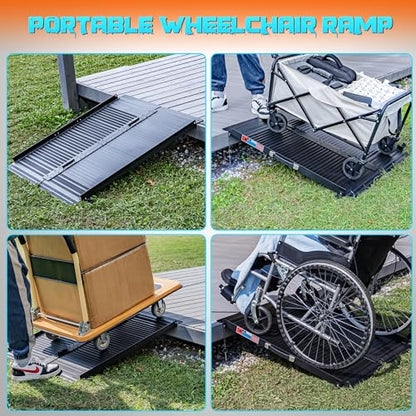 WHALEMOTOR Black Portable Wheelchair Ramp, 3FT No-sew Non-Slip Aluminum Wheelchair Ramp, Folding Portable Wheelchair Ramps for Home, Weight Capacity Up to 800 LBS, Loading Dock Plates - size: 3FT Using height 3-9"