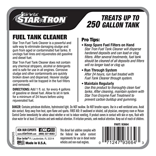 Star TRON Enzyme Formula Fuel Tank Cleaner, Removes Sludge & Varnish - style: 64 Ounce