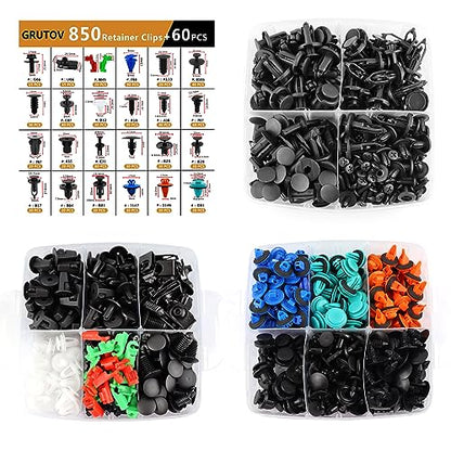 Car Push Retainer Clips Plastic Rivets 910PCS Bumper Clips Door Panel Trim Clip 24 Most Popular Sizes Car Body Fasteners Kit with 15 Cable Ties Fastener Remover for GM Ford Toyota Honda Chrysler Acura - size: 910PCS